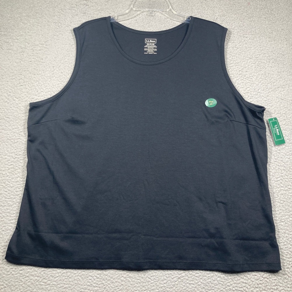 LL Bean Pima Tops Shell Women 3X Plus NEW Black Supima Cotton Tank Sleeveless